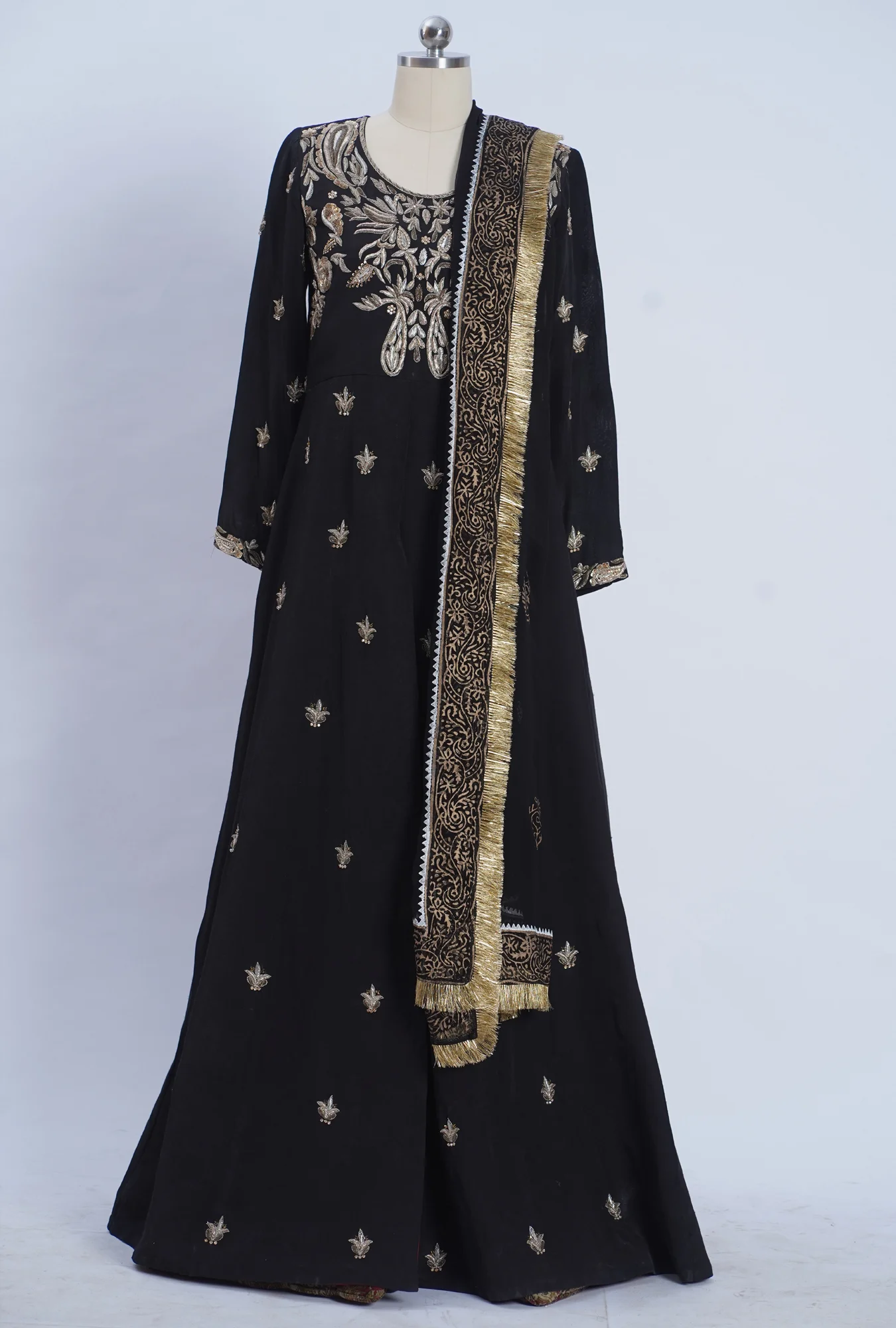 Embroidered gown with dupatta for wedding
