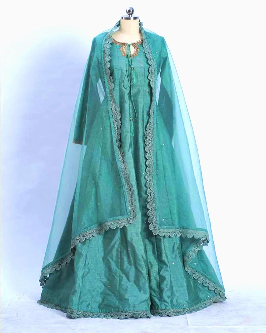 Sea green gown dress for casual wear