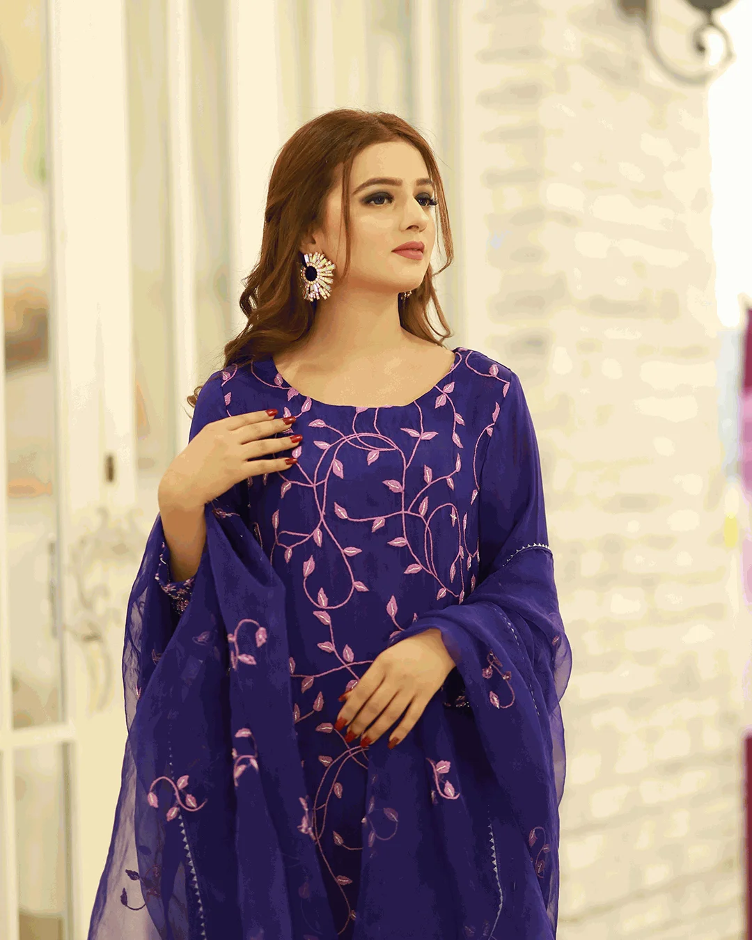 Silk dress with cut dana pakistani
