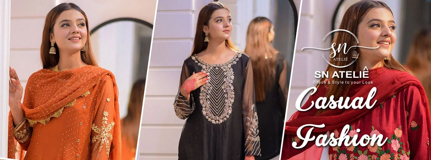 Casual wear dresses for women in Pakistan - trendy and comfortable outfits.