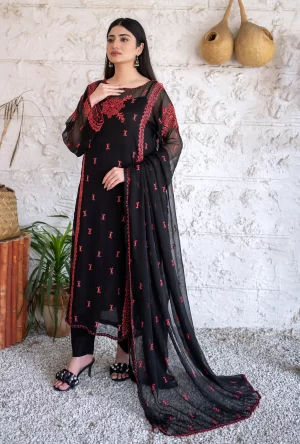 Romaisa| Hand Embroidered Crinkle suit